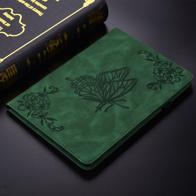 For Lenovo Tab K11 Plus Butterfly Flower Embossed Leather Tablet Case(Green) - Lenovo by PMC TechLife | Online Shopping South Africa | PMC TechLife | Buy Now Pay Later Mobicred