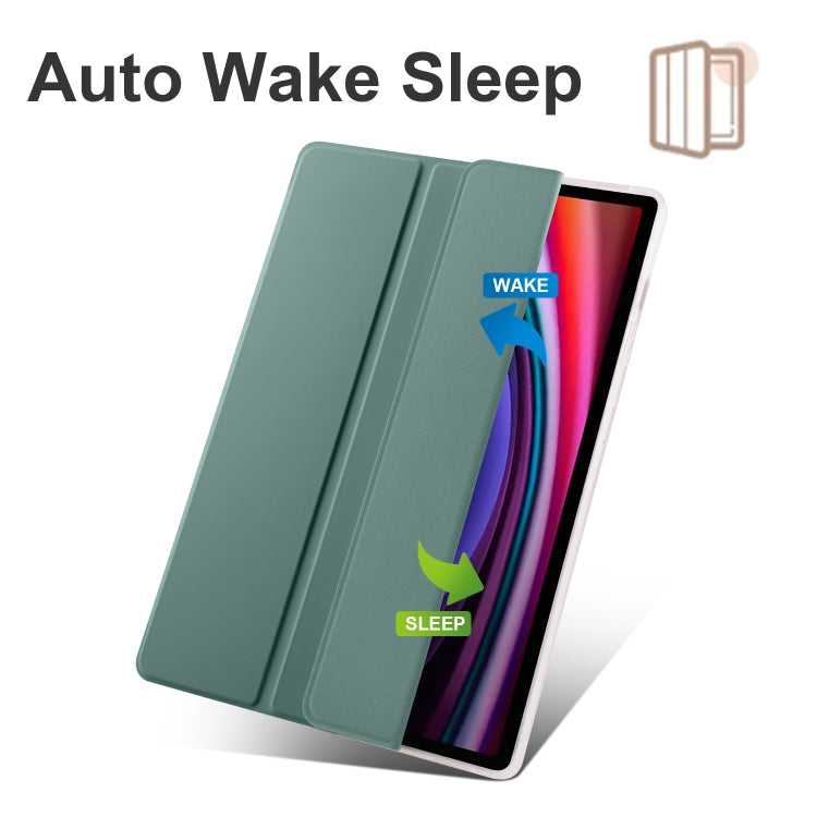 For Samsung Galaxy Tab S10+ / S9+ 3-folding Transparent TPU Smart Leather Tablet Case with Pen Slot(Green) - Galaxy Tab S9+ Cases by PMC Jewellery | Online Shopping South Africa | PMC Jewellery | Buy Now Pay Later Mobicred