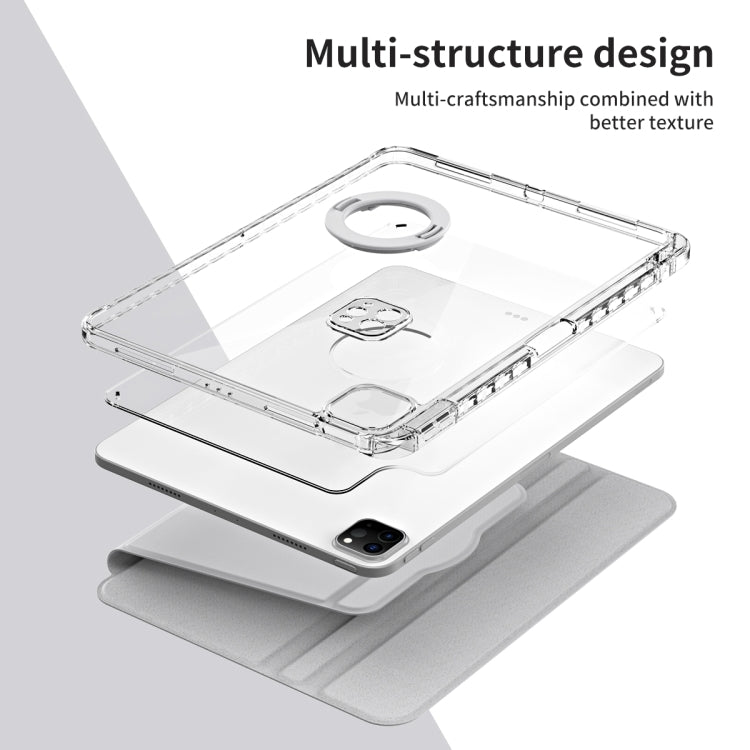 For iPad Pro 11 2024 360 Rotation Detachable Clear Acrylic Leather Tablet Case(Grey) - iPad Pro 11 2024 Cases by PMC TechLife | Online Shopping South Africa | PMC TechLife | Buy Now Pay Later Mobicred
