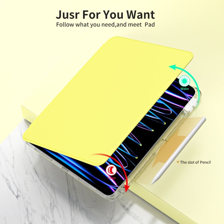 For iPad Pro 13 2024 360 Rotation Detachable Clear Acrylic Leather Tablet Case(Yellow) - iPad Pro 13 2024 Cases by PMC TechLife | Online Shopping South Africa | PMC TechLife | Buy Now Pay Later Mobicred