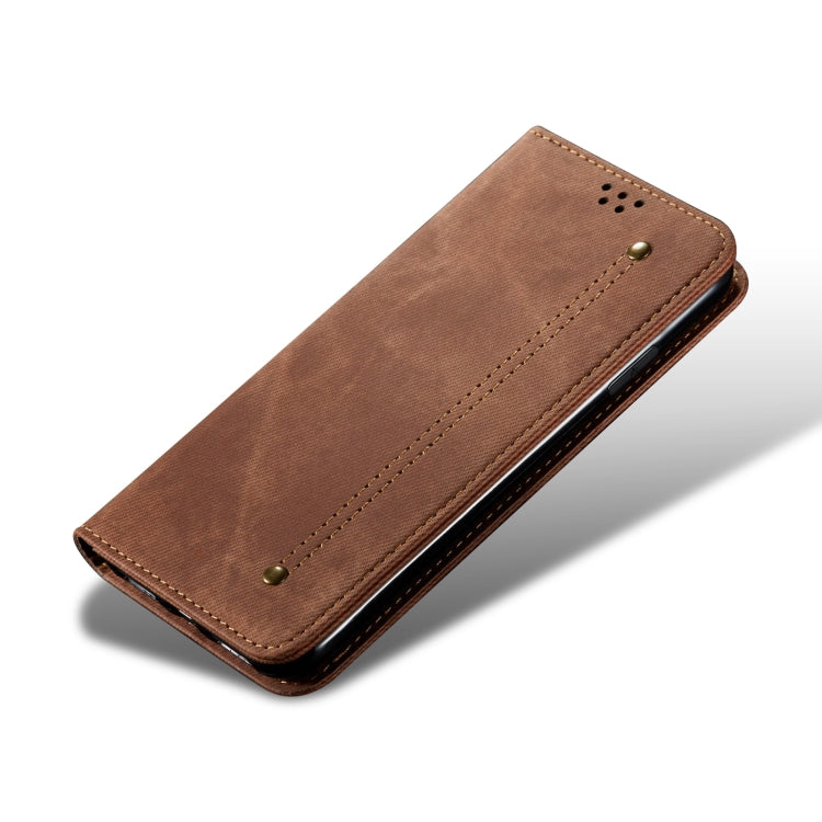 For Xiaomi Redmi K70/K70 Pro Denim Texture Casual Style Horizontal Flip Leather Case(Brown) - K70 Pro Cases by PMC Jewellery | Online Shopping South Africa | PMC Jewellery | Buy Now Pay Later Mobicred