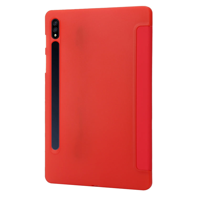 For Samsung Galaxy Tab S9+ / S10+ 3-Fold Holder Silicone Leather Tablet Case(Red) - Galaxy Tab S9+ Cases by PMC Jewellery | Online Shopping South Africa | PMC Jewellery | Buy Now Pay Later Mobicred