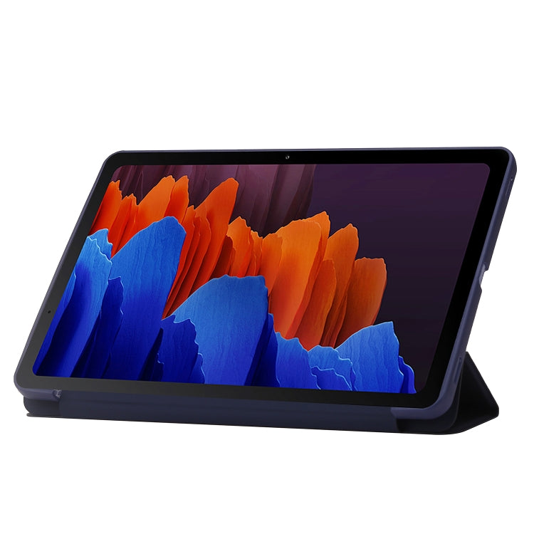 For Samsung Galaxy Tab S10 FE / S9 FE / S9 3-Fold Holder Silicone Leather Tablet Case(Dark Blue) - free shipping - PMC Jewellery - Order now!