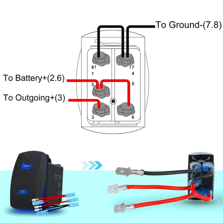 12 20A / 24V 10A Car Horn Rocker Switch with Jumper Set - free shipping - PMC TechLife - Order now!