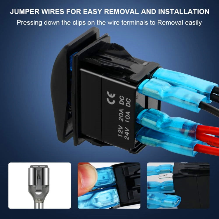 12 20A / 24V 10A Car Horn Rocker Switch with Jumper Set - free shipping - PMC TechLife - Order now!