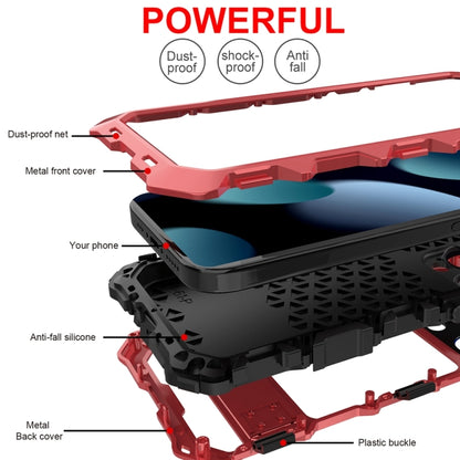 For iPhone 15 Pro Max R-JUST Metal + Silicone + Tempered Glass Life Waterproof Phone Case with Holder(Red) - iPhone 15 Pro Max Cases by R-JUST | Online Shopping South Africa | PMC Jewellery | Buy Now Pay Later Mobicred