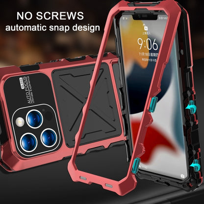 For iPhone 15 Pro Max R-JUST Metal + Silicone + Tempered Glass Life Waterproof Phone Case with Holder(Red) - iPhone 15 Pro Max Cases by R-JUST | Online Shopping South Africa | PMC Jewellery | Buy Now Pay Later Mobicred