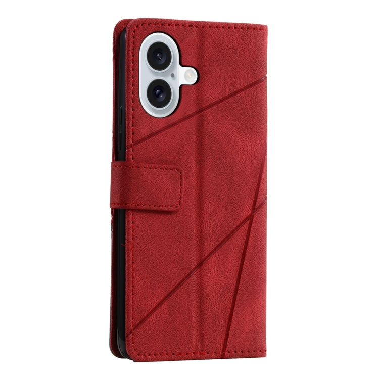 For iPhone 16 Plus Skin Feel Splicing Leather Phone Case(Red) - iPhone 16 Plus Cases by PMC Jewellery | Online Shopping South Africa | PMC Jewellery | Buy Now Pay Later Mobicred