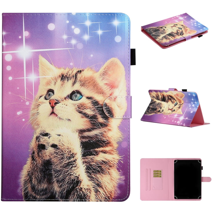 For 10 inch Universal Tablet PC Colored Drawing Pattern Horizontal Flip PU Leather Case with Holder & Card Slot(Starry Cat) - free shipping - PMC TechLife - Order now!