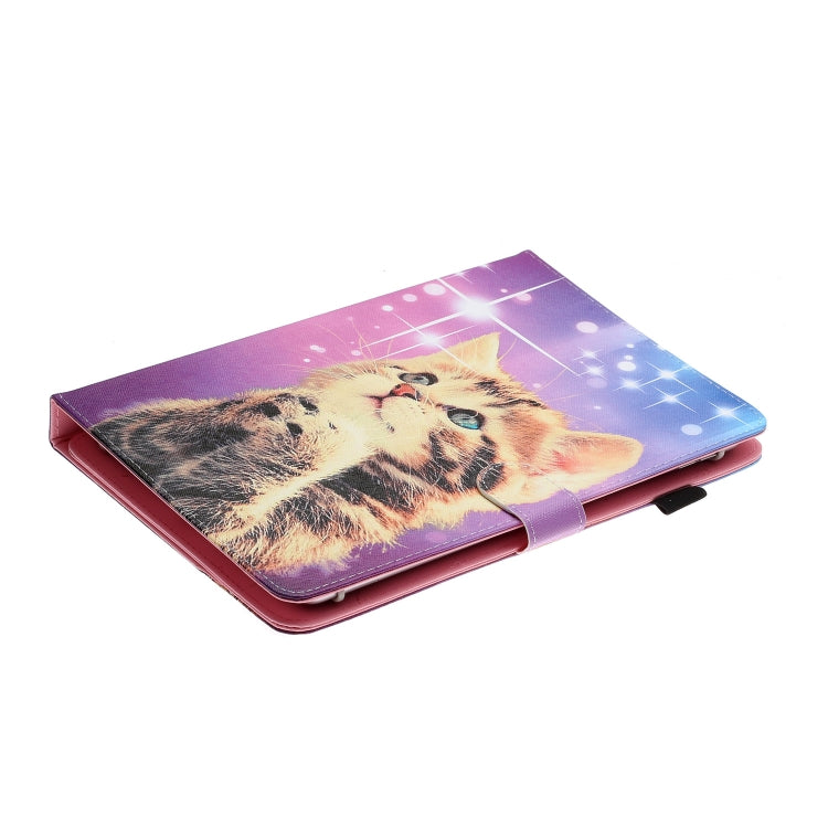 For 10 inch Universal Tablet PC Colored Drawing Pattern Horizontal Flip PU Leather Case with Holder & Card Slot(Starry Cat) - free shipping - PMC TechLife - Order now!