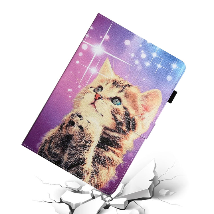 For 10 inch Universal Tablet PC Colored Drawing Pattern Horizontal Flip PU Leather Case with Holder & Card Slot(Starry Cat) - free shipping - PMC TechLife - Order now!