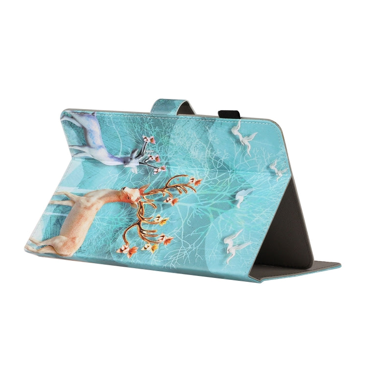 For 10 inch Universal Tablet PC Colored Drawing Pattern Horizontal Flip PU Leather Case with Holder & Card Slot(Sika Deer) - 10 - 11 inch by PMC TechLife | Online Shopping South Africa | PMC TechLife | Buy Now Pay Later Mobicred