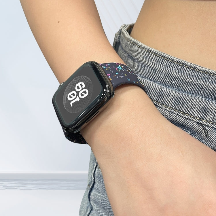 For Apple Watch 42mm Floral Silicone Watch Band(Blue) - Watch Bands by PMC TechLife | Online Shopping South Africa | PMC TechLife