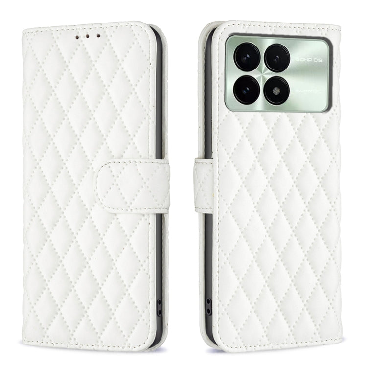 For Xiaomi Redmi K70 / K70 Pro Diamond Lattice Wallet Leather Flip Phone Case(White) - K70 Pro Cases by PMC Jewellery | Online Shopping South Africa | PMC Jewellery | Buy Now Pay Later Mobicred