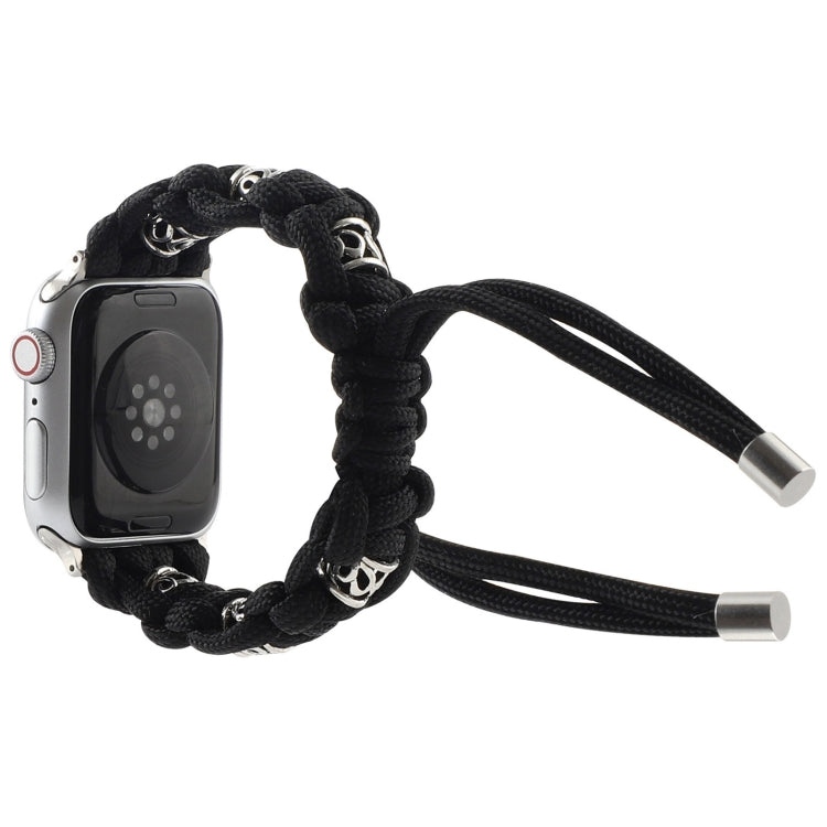 For Apple Watch Ultra 49mm Silk Silver Beads Braided Watch Band(Black) - Watch Bands by PMC TechLife | Online Shopping South Africa | PMC TechLife