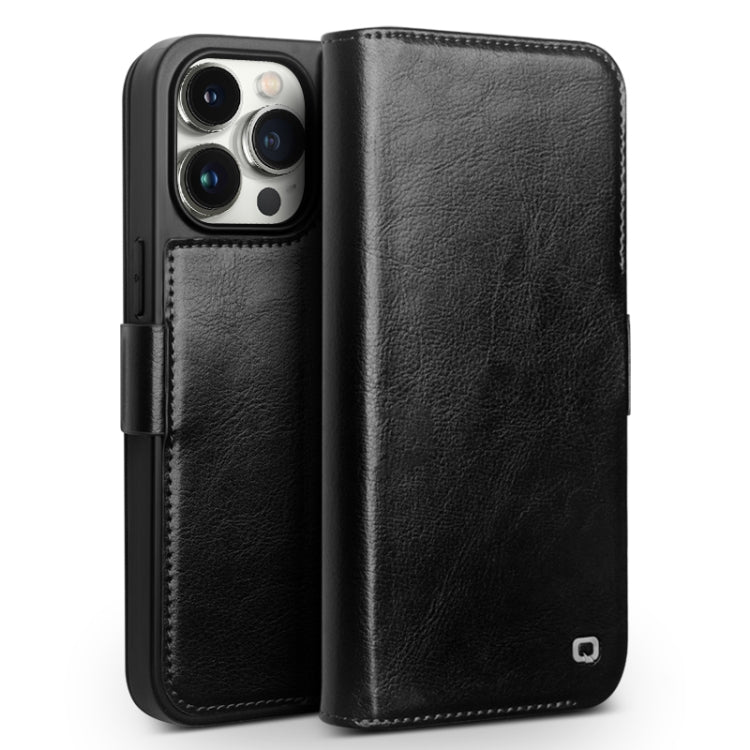 For iPhone 15 Pro Max QIALINO Classic 103 Buckle Genuine Leather Phone Case(Black) - iPhone 15 Pro Max Cases by QIALINO | Online Shopping South Africa | PMC Jewellery