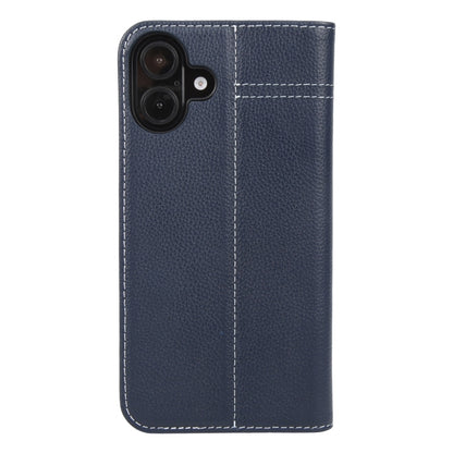 For iPhone 16 Plus GEBEI Top-grain Horizontal Flip Leather Phone Case(Blue) - iPhone 16 Plus Cases by GEBEI | Online Shopping South Africa | PMC Jewellery | Buy Now Pay Later Mobicred