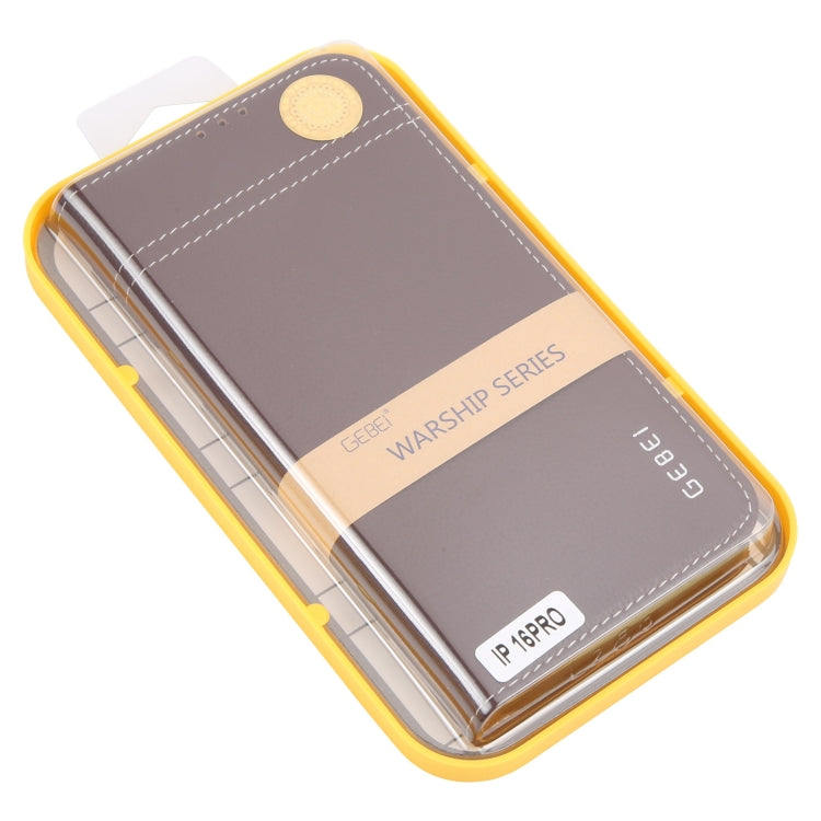 For iPhone 16 Pro GEBEI Top-grain Horizontal Flip Leather Phone Case(Brown) - iPhone 16 Pro Cases by GEBEI | Online Shopping South Africa | PMC Jewellery | Buy Now Pay Later Mobicred