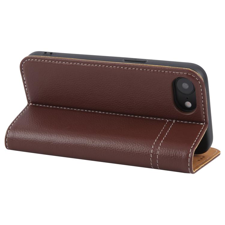 For iPhone 16e GEBEI Top-grain Horizontal Flip Leather Phone Case(Brown) - free shipping - PMc TechLife - Order now!