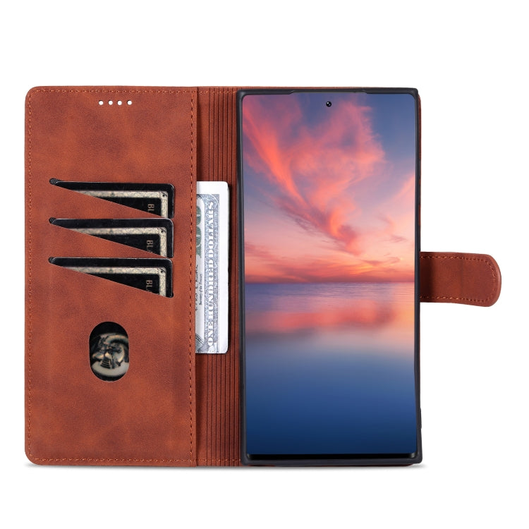 For Samsung Galaxy S24 Ultra 5G AZNS Skin Feel Calf Texture Flip Leather Phone Case(Brown) - Galaxy S24 Ultra 5G Cases by AZNS | Online Shopping South Africa | PMC Jewellery | Buy Now Pay Later Mobicred