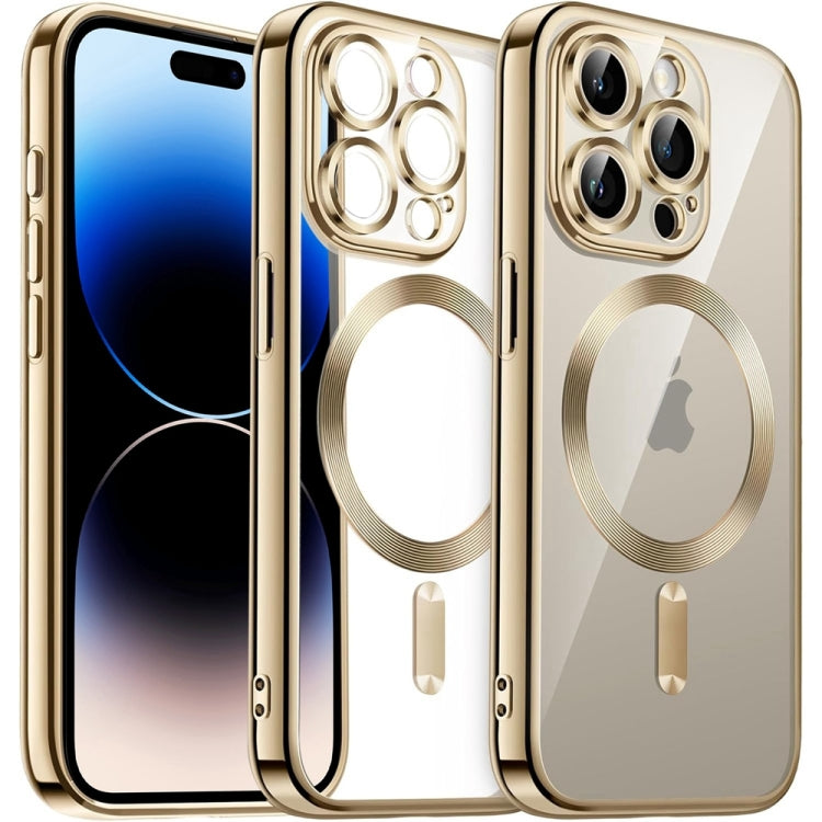 For iPhone 14 Pro Magsafe Magnetic Transparent Electroplated TPU Phone Case(Gold) - iPhone 14 Pro Cases by PMC Jewellery | Online Shopping South Africa | PMC Jewellery