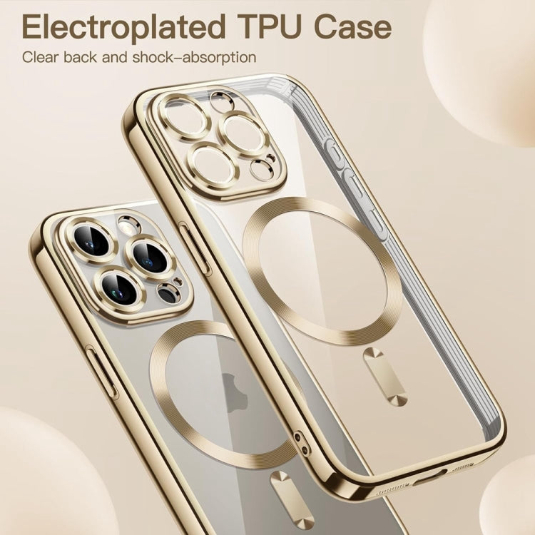 For iPhone 14 Pro Magsafe Magnetic Transparent Electroplated TPU Phone Case(Gold) - iPhone 14 Pro Cases by PMC TechLife | Online Shopping South Africa | PMC TechLife
