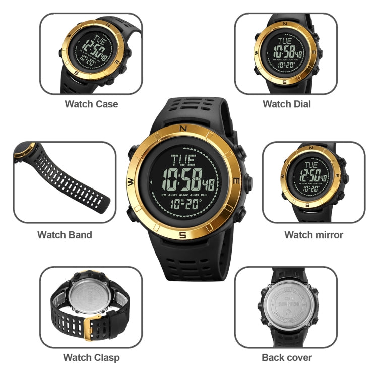 Shimei 2096 Multifunctional Men 50M Waterproof Compass Noctilucent Digital Wrist Watch(Silver) - free shipping - PMC TechLife - Order now!