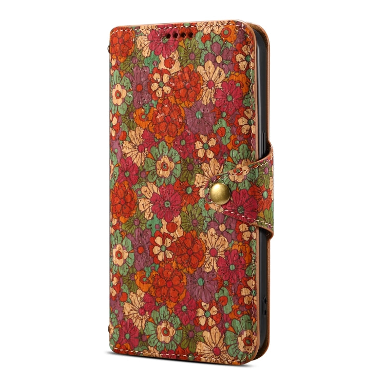 For iPhone 16 Denior Flower Language Series Cork Fabric Oil Edge Leather Phone Case(Summer) - iPhone 16 Cases by Denior | Online Shopping South Africa | PMC Jewellery | Buy Now Pay Later Mobicred