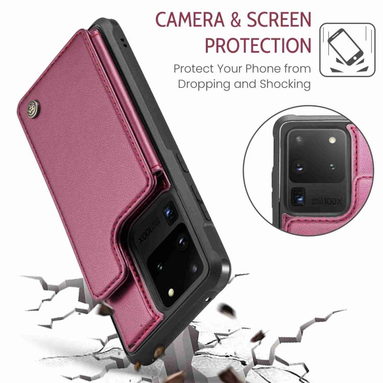 For Samsung Galaxy S20 Ultra CaseMe C22 Card Slots Holder RFID Anti-theft Phone Case(Wine Red) - Galaxy Phone Cases by CaseMe | Online Shopping South Africa | PMC Jewellery | Buy Now Pay Later Mobicred