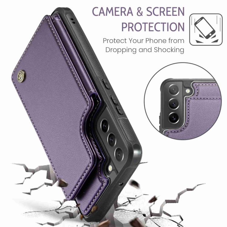 For Samsung Galaxy S21 FE 5G CaseMe C22 Card Slots Holder RFID Anti-theft Phone Case(Purple) - Galaxy Phone Cases by CaseMe | Online Shopping South Africa | PMC Jewellery | Buy Now Pay Later Mobicred