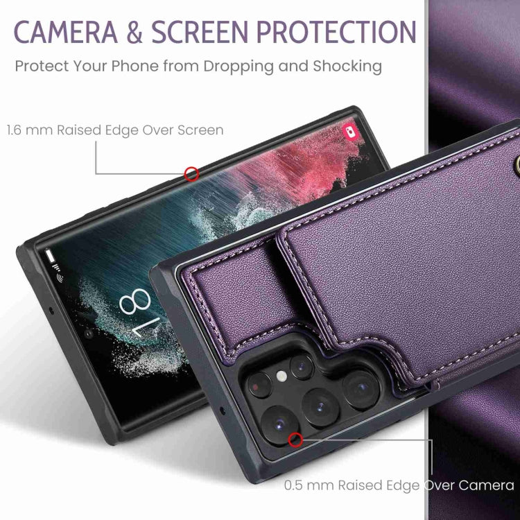 For Samsung Galaxy S22 Ultra 5G CaseMe C22 Card Slots Holder RFID Anti-theft Phone Case(Purple) - Galaxy S22 Ultra 5G Cases by CaseMe | Online Shopping South Africa | PMC Jewellery | Buy Now Pay Later Mobicred