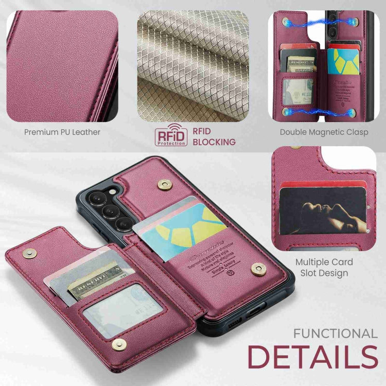 For Samsung Galaxy S23+ 5G CaseMe C22 Card Slots Holder RFID Anti-theft Phone Case(Wine Red) - Galaxy S23+ 5G Cases by CaseMe | Online Shopping South Africa | PMC Jewellery | Buy Now Pay Later Mobicred