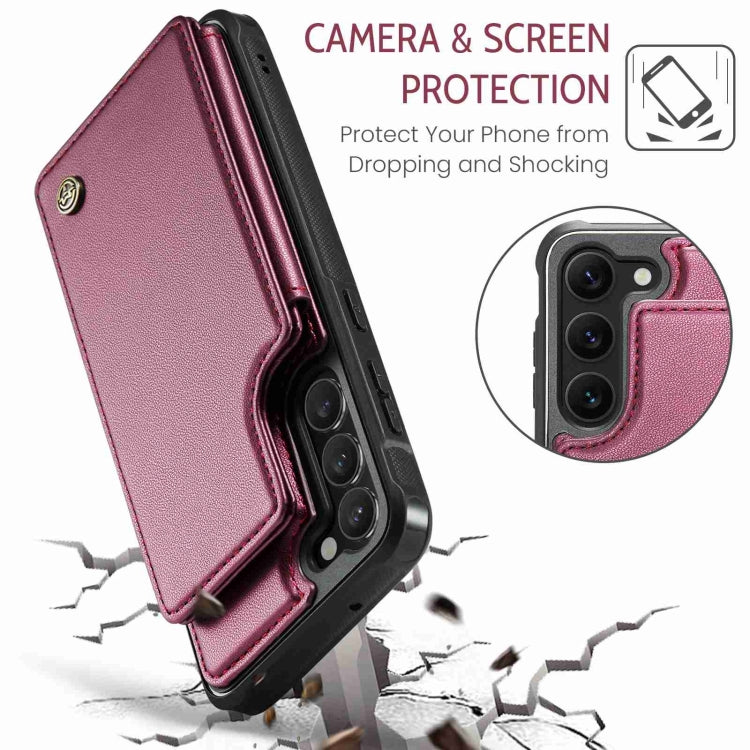 For Samsung Galaxy S23+ 5G CaseMe C22 Card Slots Holder RFID Anti-theft Phone Case(Wine Red) - Galaxy S23+ 5G Cases by CaseMe | Online Shopping South Africa | PMC Jewellery | Buy Now Pay Later Mobicred