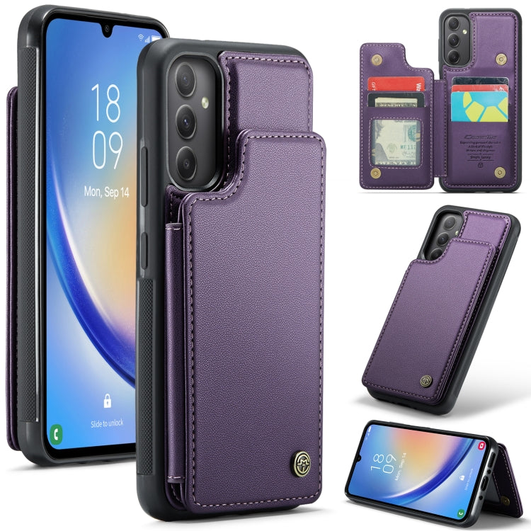 For Samsung Galaxy A34 5G CaseMe C22 Card Slots Holder RFID Anti-theft Phone Case(Purple) - Galaxy Phone Cases by CaseMe | Online Shopping South Africa | PMC Jewellery | Buy Now Pay Later Mobicred