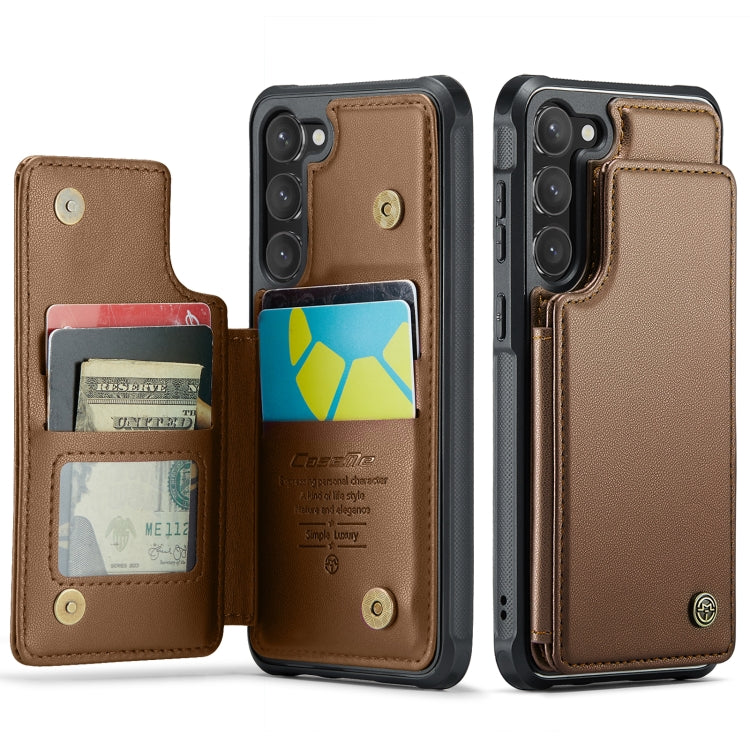 For Samsung Galaxy S23 5G CaseMe C22 Card Slots Holder RFID Anti-theft Phone Case(Brown) - Galaxy S23 5G Cases by CaseMe | Online Shopping South Africa | PMC Jewellery | Buy Now Pay Later Mobicred