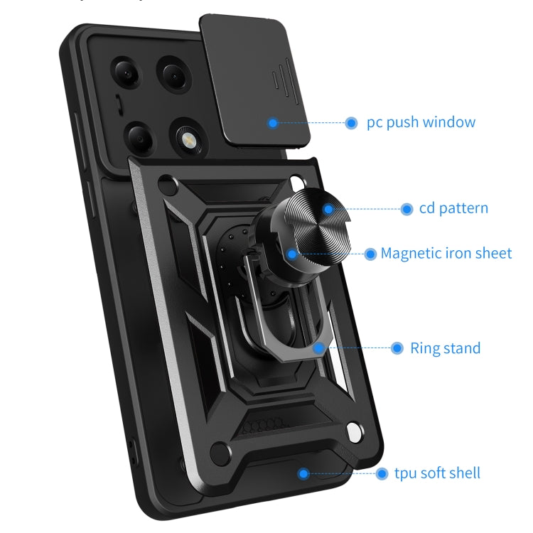 For Xiaomi Redmi Note 13 Pro 4G Global Sliding Camera Cover Design TPU Hybrid PC Phone Case(Blue) - Note 13 Pro Cases by PMC TechLife | Online Shopping South Africa | PMC TechLife | Buy Now Pay Later Mobicred