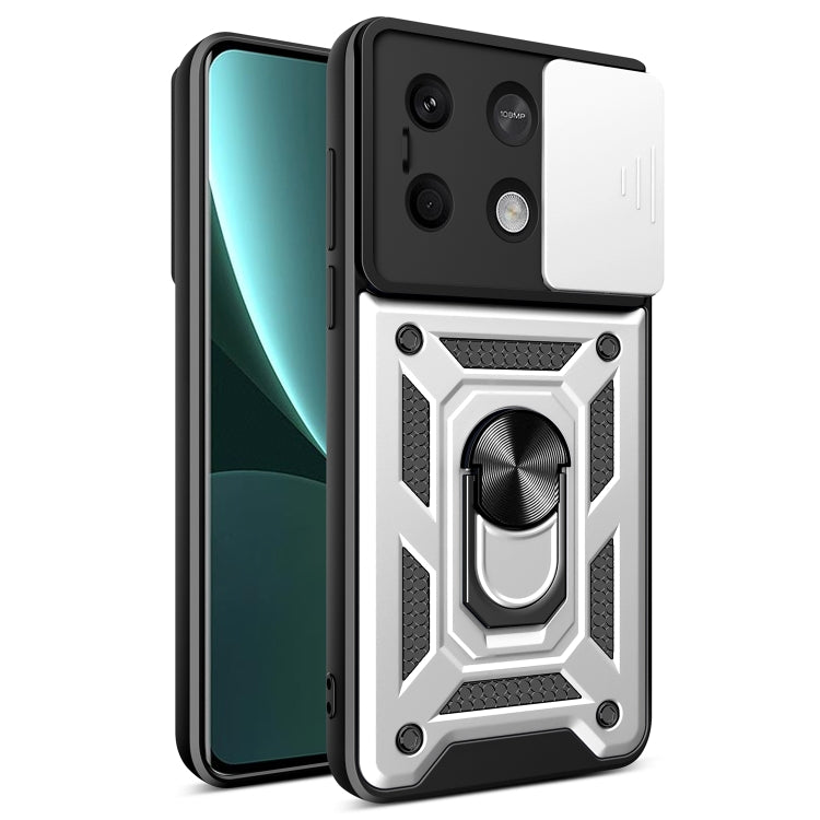 For Xiaomi Redmi Note 13 5G Sliding Camera Cover Design TPU Hybrid PC Phone Case(Silver) - Note 13 Cases by PMC Jewellery | Online Shopping South Africa | PMC Jewellery | Buy Now Pay Later Mobicred