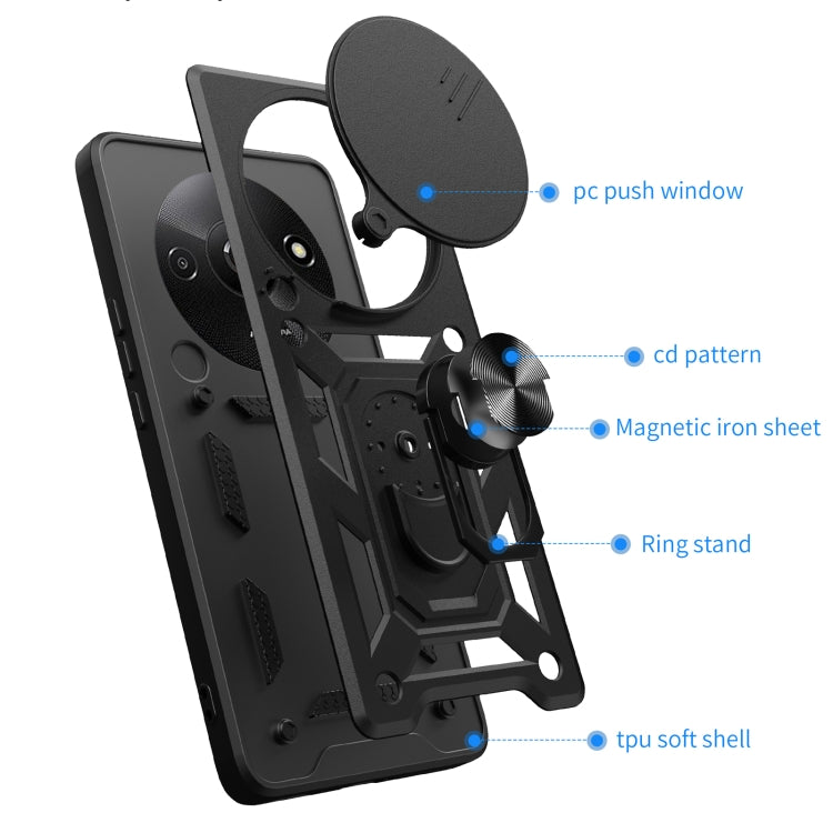 For Xiaomi Redmi A3 Sliding Camera Cover Design TPU Hybrid PC Phone Case(Silver) - Xiaomi Cases by PMC TechLife | Online Shopping South Africa | PMC TechLife | Buy Now Pay Later Mobicred