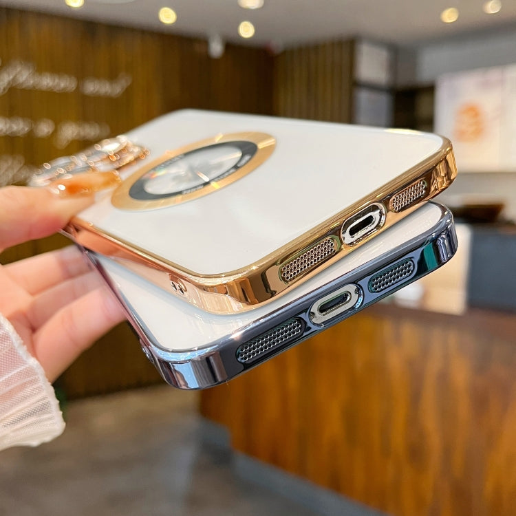 For iPhone 15 Plus Transparent Electroplated PC MagSafe Phone Case(Gold) - iPhone 15 Plus Cases by PMC TechLife | Online Shopping South Africa | PMC TechLife