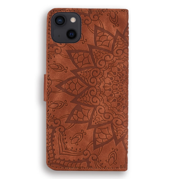 For iPhone 16 Pro Mandala Embossed Dual-Fold Calf Leather Phone Case(Brown) - iPhone 16 Pro Cases by PMC TechLife | Online Shopping South Africa | PMC TechLife | Buy Now Pay Later Mobicred