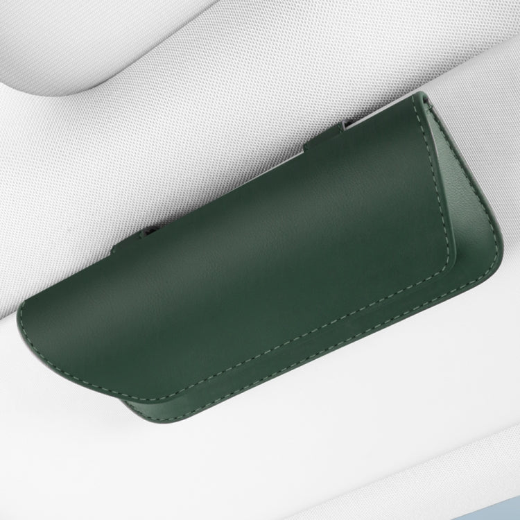 3064 Napa Texture Leather Car Glasses Storage Bag(Olive Green) - Sunglasses & Glasses Clips by PMC TechLife | Online Shopping South Africa | PMC TechLife | Buy Now Pay Later Mobicred