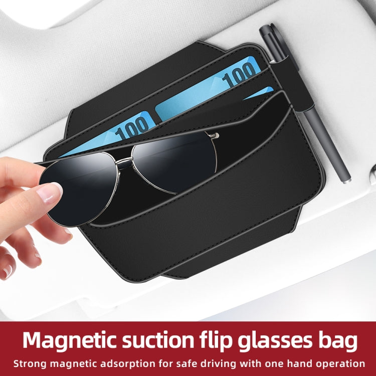 3073 Napa Texture Leather Car Removable Glasses Storage Bag(Grey) - Sunglasses & Glasses Clips by PMC TechLife | Online Shopping South Africa | PMC TechLife | Buy Now Pay Later Mobicred