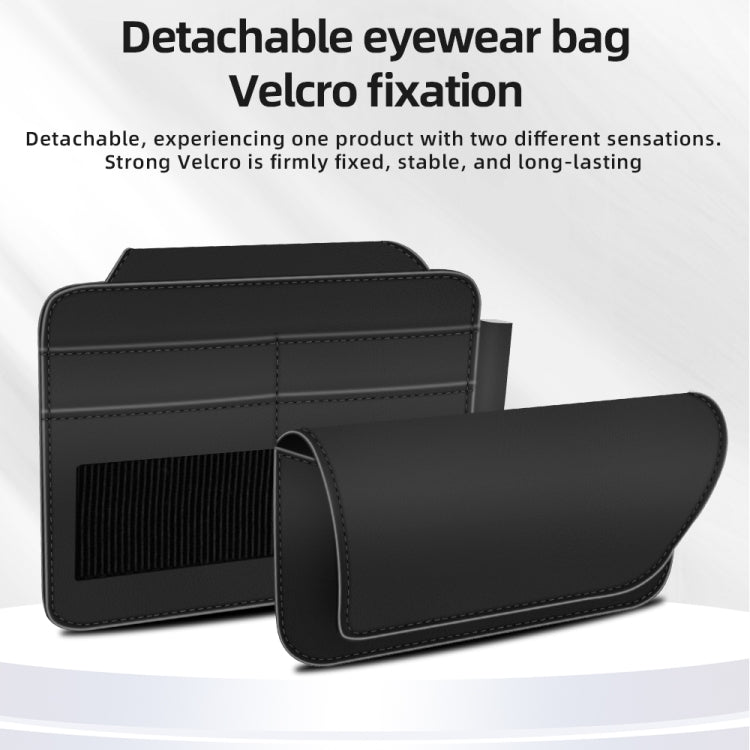 3073 Napa Texture Leather Car Removable Glasses Storage Bag(Grey) - Sunglasses & Glasses Clips by PMC TechLife | Online Shopping South Africa | PMC TechLife | Buy Now Pay Later Mobicred