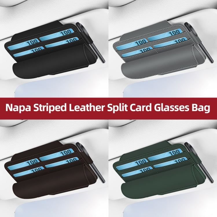 3073 Napa Texture Leather Car Removable Glasses Storage Bag(Grey) - Sunglasses & Glasses Clips by PMC TechLife | Online Shopping South Africa | PMC TechLife | Buy Now Pay Later Mobicred