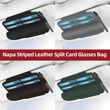 3073 Napa Texture Leather Car Removable Glasses Storage Bag(Black) - Sunglasses & Glasses Clips by PMC Jewellery | Online Shopping South Africa | PMC Jewellery | Buy Now Pay Later Mobicred