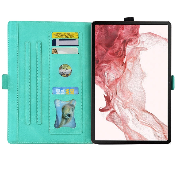 For Samsung Galaxy Tab S9 FE+ Love Butterfly Embossed Leather Tablet Case(Mint Green) - Galaxy Tab S9 FE+ by PMC Jewellery | Online Shopping South Africa | PMC Jewellery | Buy Now Pay Later Mobicred