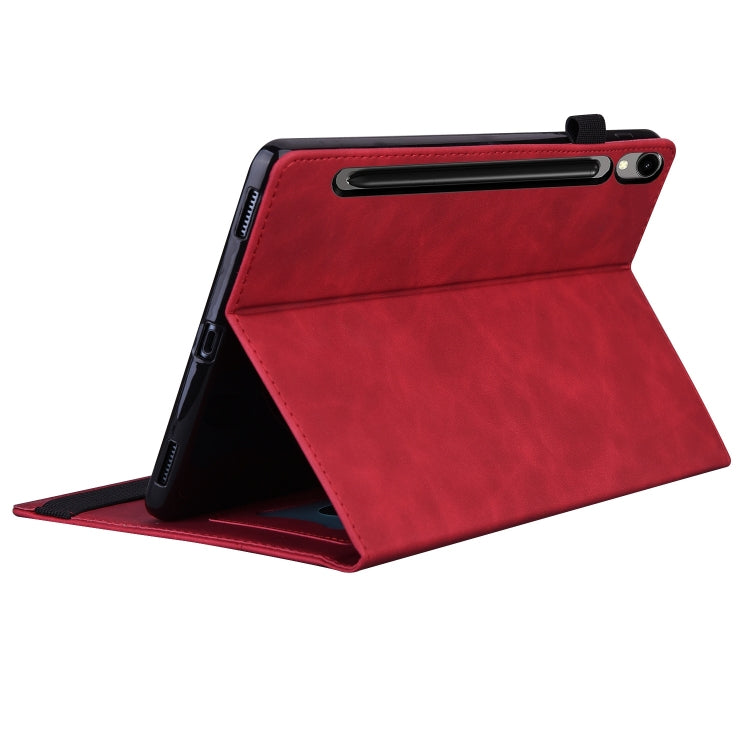 For Samsung Galaxy Tab S9 FE Splicing Shockproof Leather Tablet Case(Red) - Galaxy Tab S9 FE by PMC Jewellery | Online Shopping South Africa | PMC Jewellery | Buy Now Pay Later Mobicred