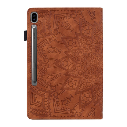 For Samsung Galaxy Tab S9 Ultra Calf Texture Embossed Leather Tablet Case(Brown) - Galaxy Tab S9 Ultra Cases by PMC Jewellery | Online Shopping South Africa | PMC Jewellery