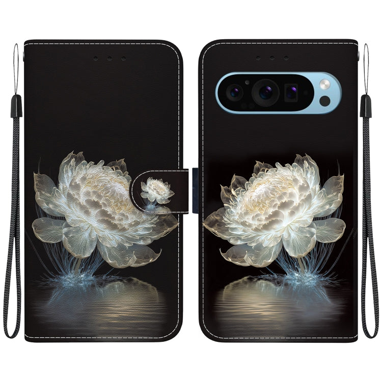 For Google Pixel 9 Pro Crystal Texture Colored Drawing Leather Phone Case(Crystal Peony) - Google Cases by PMC Jewellery | Online Shopping South Africa | PMC Jewellery | Buy Now Pay Later Mobicred