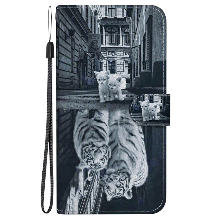 For Google Pixel 9 Pro Crystal Texture Colored Drawing Leather Phone Case(Cat Tiger Reflection) - Google Cases by PMC TechLife | Online Shopping South Africa | PMC TechLife | Buy Now Pay Later Mobicred